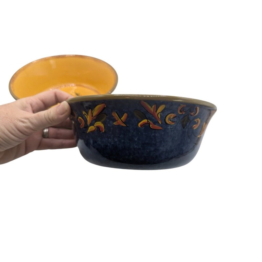 Set Of 2 Vintage Hand-Painted Casa Christina Ceramic Bowls With Floral Interior - Picture 4 of 15
